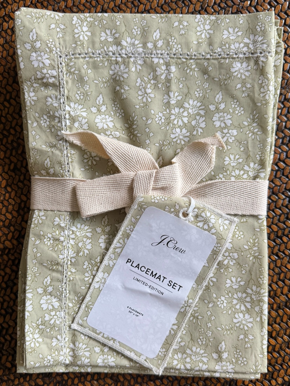 J Crew Placemat Set 4 Pair  20”x14”